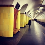 #russia #moscow #metro #moody #solitude #alone #yellow #people
